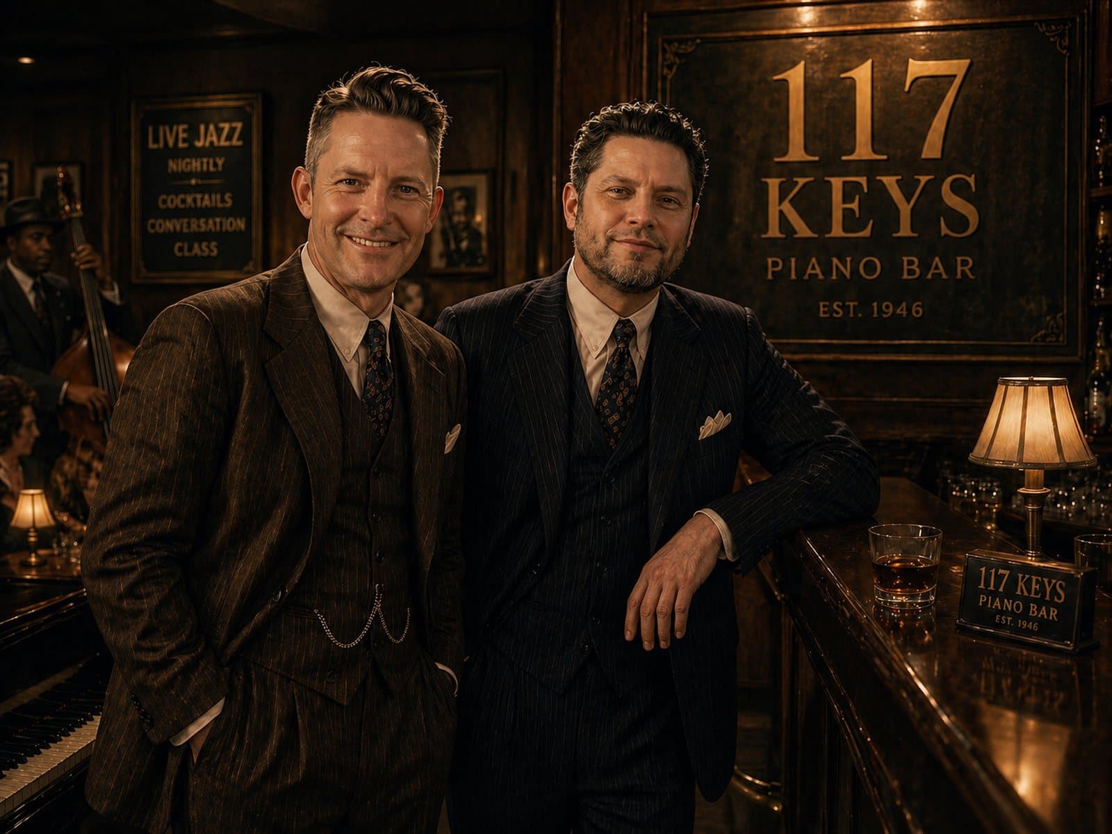 The founders of 117 Keys at the bar